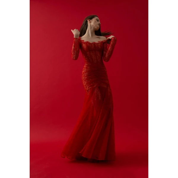 сorset lace gown with a draped skirt