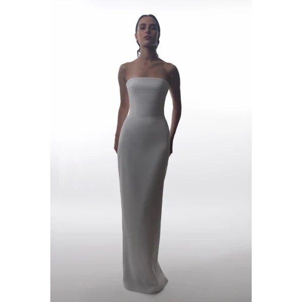 crepe corset maxi dress