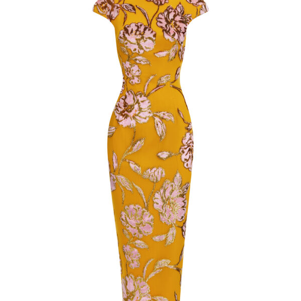 devoré velvet midi dress with open back