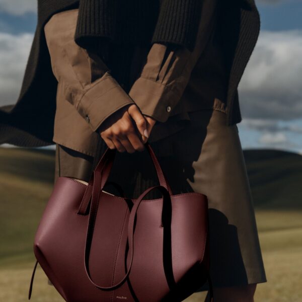 Polène Cyme Mini in Black Cherry Cyme Mini in Black Cherry - Mini Bags - Parisian Luxury Leather Bag at Coveti