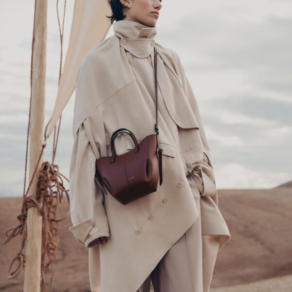Polène Cyme Tote Nano in Black Cherry Cyme Tote Nano in Black Cherry - Mini Bags - Parisian Luxury Leather Bag at Coveti
