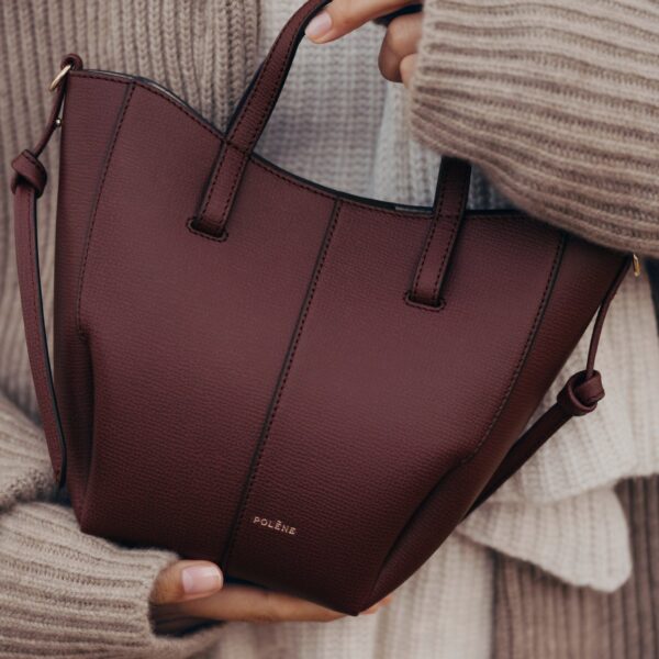 Polène Cyme Tote Nano in Black Cherry Cyme Tote Nano in Black Cherry - Mini Bags - Parisian Luxury Leather Bag at Coveti