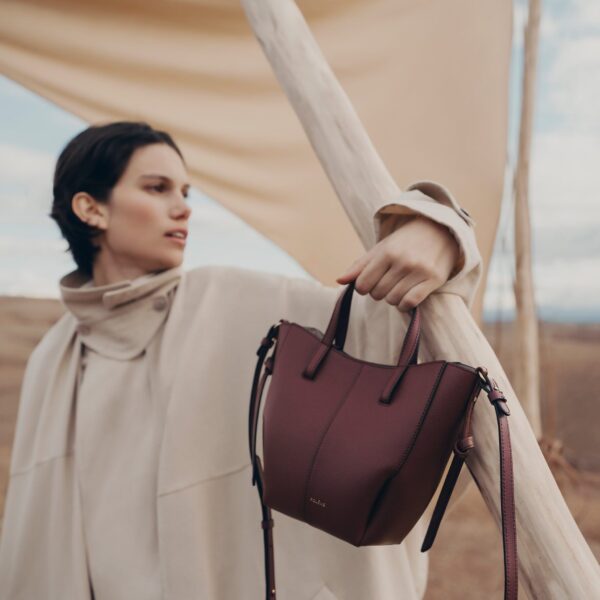 Polène Cyme Tote Nano in Black Cherry Cyme Tote Nano in Black Cherry - Mini Bags - Parisian Luxury Leather Bag at Coveti