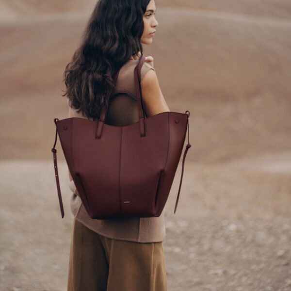 Polène Cyme Tote in Black Cherry Cyme Tote in Black Cherry - Totes & Top-Handle Bags - Parisian Luxury Leather Bag at Coveti