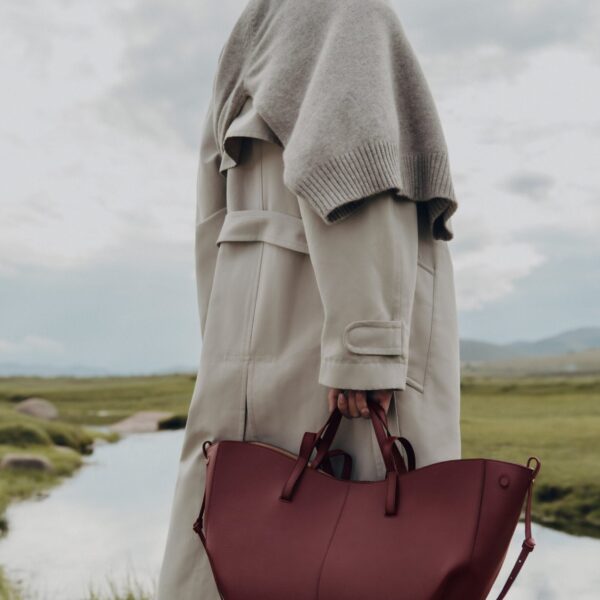 Polène Cyme in Black Cherry Cyme in Black Cherry - Totes & Top-Handle Bags - Parisian Luxury Leather Bag at Coveti
