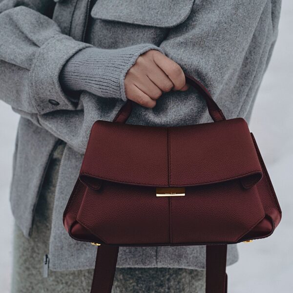 Polène Mokki Mini in Black Cherry Mokki Mini in Black Cherry - Mini Bags - Parisian Luxury Leather Bag at Coveti