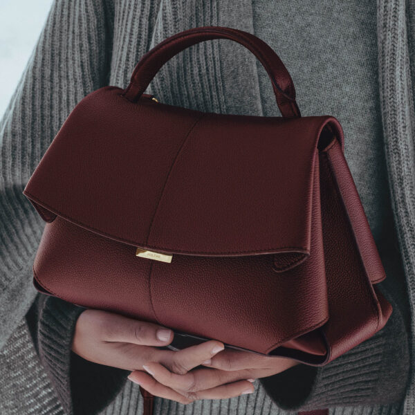 Polène Mokki in Black Cherry Mokki in Black Cherry - Shoulder & Crossbody Bags - Parisian Luxury Leather Bag at Coveti