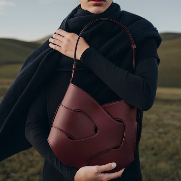 Polène Nodde Hobo in Black Cherry Nodde Hobo in Black Cherry - Shoulder & Crossbody Bags - Parisian Luxury Leather Bag at Coveti