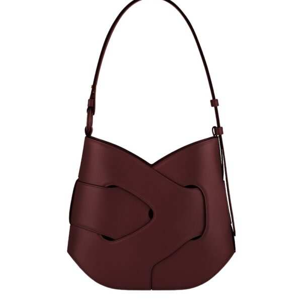 Polène Nodde Hobo in Black Cherry Nodde Hobo in Black Cherry - Shoulder & Crossbody Bags - Parisian Luxury Leather Bag at Coveti