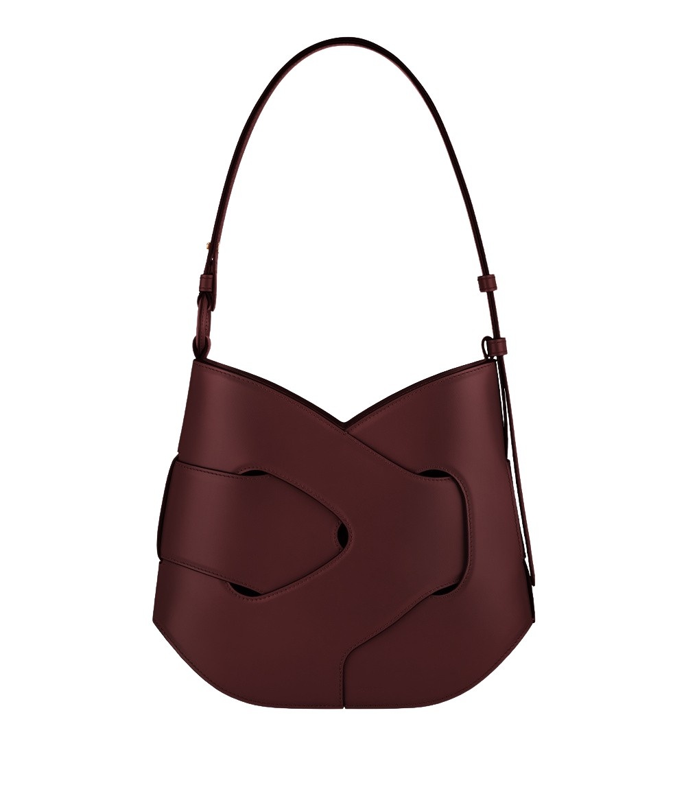 Polène Nodde Hobo in Black Cherry Nodde Hobo in Black Cherry - Shoulder & Crossbody Bags - Parisian Luxury Leather Bag at Coveti