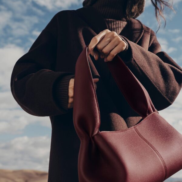 Polène Numéro Neuf East West in Black Cherry Numéro Neuf East West in Black Cherry - Shoulder & Crossbody Bags - Parisian Luxury Leather Bag at Coveti