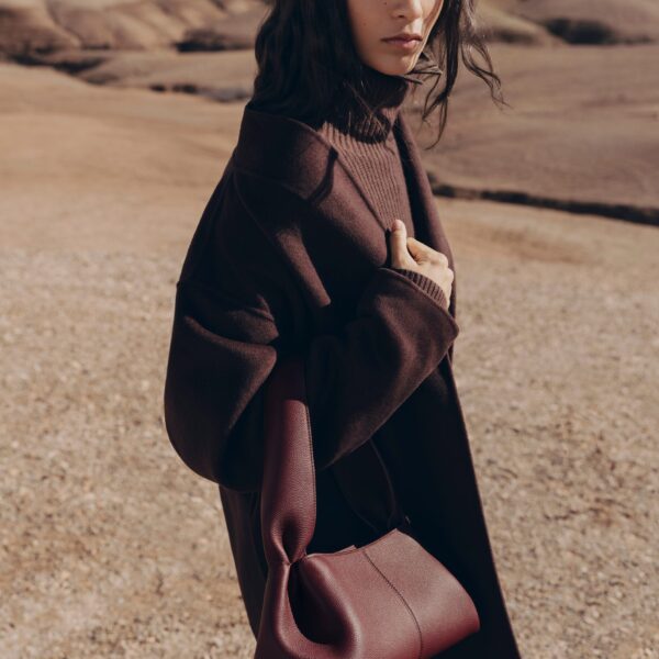 Polène Numéro Neuf East West in Black Cherry Numéro Neuf East West in Black Cherry - Shoulder & Crossbody Bags - Parisian Luxury Leather Bag at Coveti