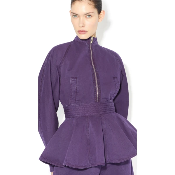Alaia Round Denim Jacket, view 4