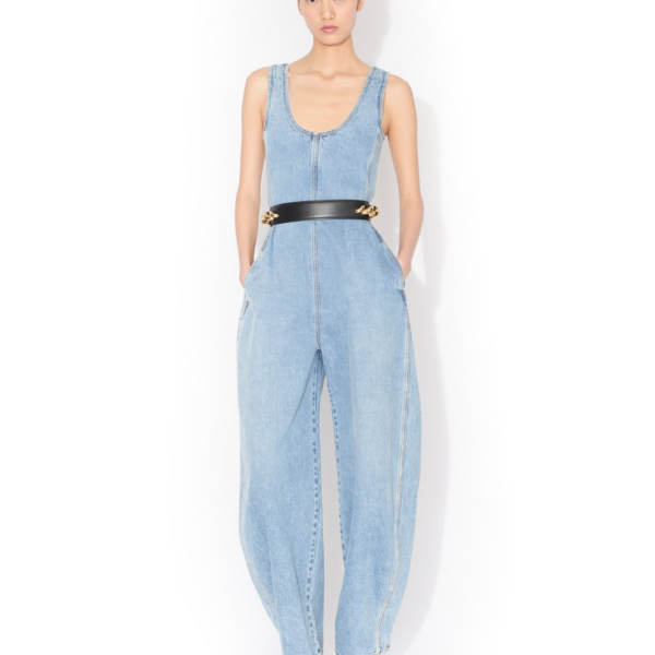 Alaïa Round Denim Jumpsuit - ALAÏA Jumpsuit - Laser Cut Luxury - Shop at Coveti