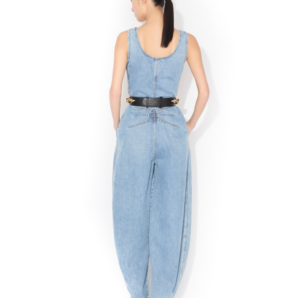 Alaïa Round Denim Jumpsuit - ALAÏA Jumpsuit - Laser Cut Luxury - Shop at Coveti
