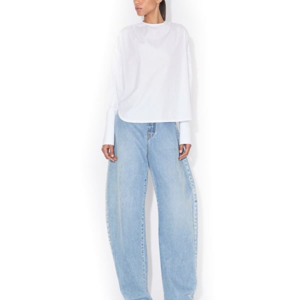 Alaïa Ruched Poplin Blouse - ALAÏA Tops - Laser Cut Luxury - Shop at Coveti