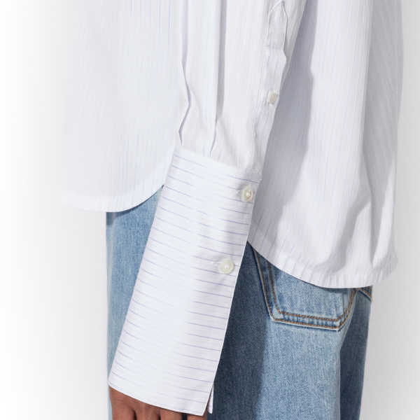Alaïa Ruched Poplin Blouse - ALAÏA Tops - Laser Cut Luxury - Shop at Coveti