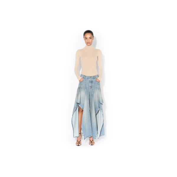 Alaia Ruffle Faded Jeans, view 2
