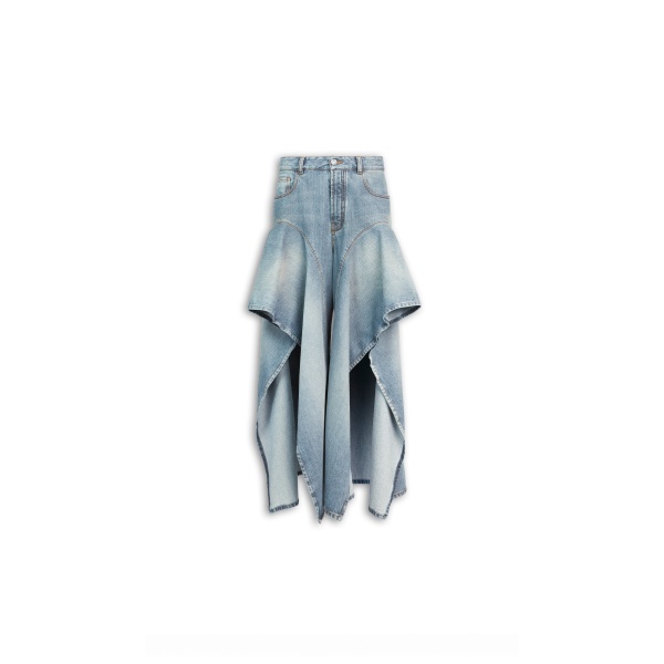 Alaïa Ruffle Faded Jeans - ALAÏA Pants - Laser Cut Luxury - Shop at Coveti