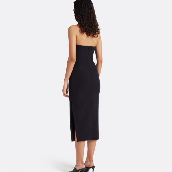 Safiyaa Aerine Midi Dress in Black with Feathers - Dresses - Demi-Couture Evening Wear at Coveti