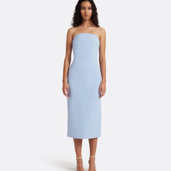 Safiyaa Aerine Midi Dress in Soft Sky - Dresses - Demi-Couture Evening Wear at Coveti