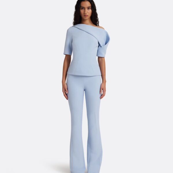 Safiyaa Alexa Soft Sky Trousers - Pants - Demi-Couture Evening Wear at Coveti