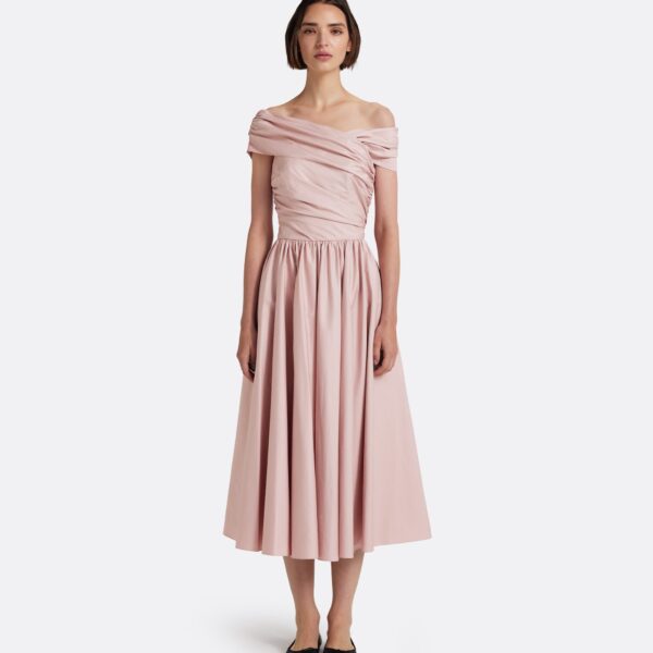 Safiyaa Appolline Midi Dress in Soft Pink - Dresses - Demi-Couture Evening Wear at Coveti