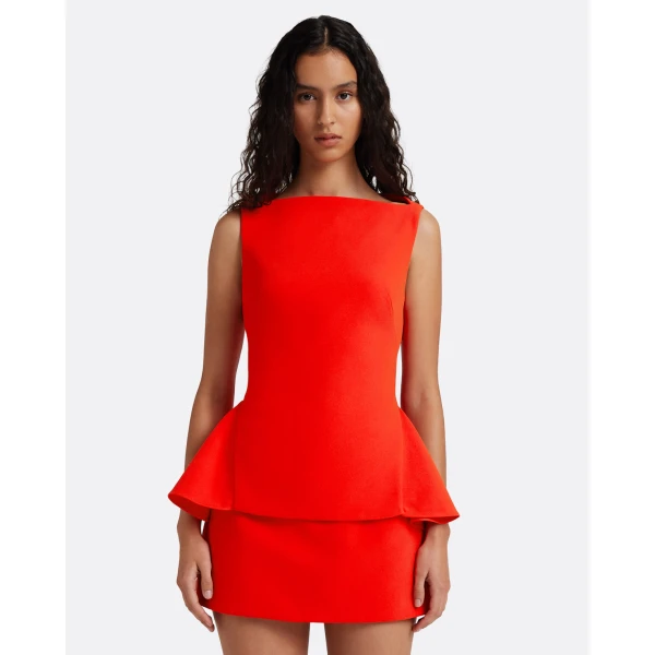 Safiyaa Ashlyn Top in Apple Red - Tops - Demi-Couture Evening Wear at Coveti
