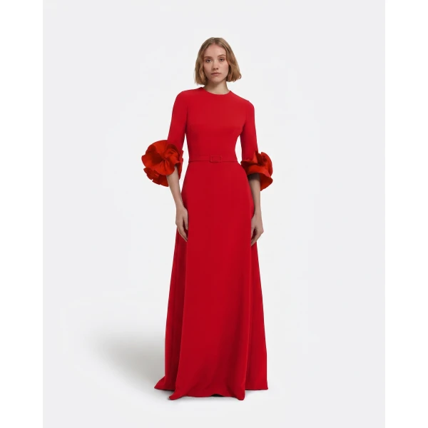 Safiyaa Belen Long Dress in Cherry Red - Dresses - Demi-Couture Evening Wear at Coveti