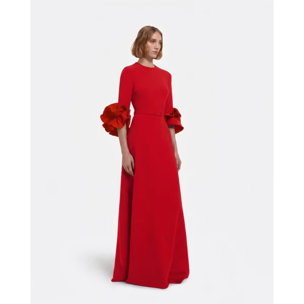 Safiyaa Belen Long Dress in Cherry Red - Dresses - Demi-Couture Evening Wear at Coveti