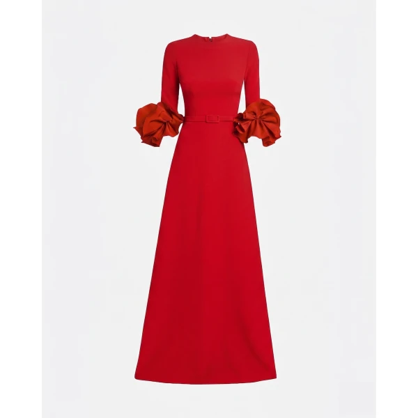 Safiyaa Belen Long Dress in Cherry Red - Dresses - Demi-Couture Evening Wear at Coveti