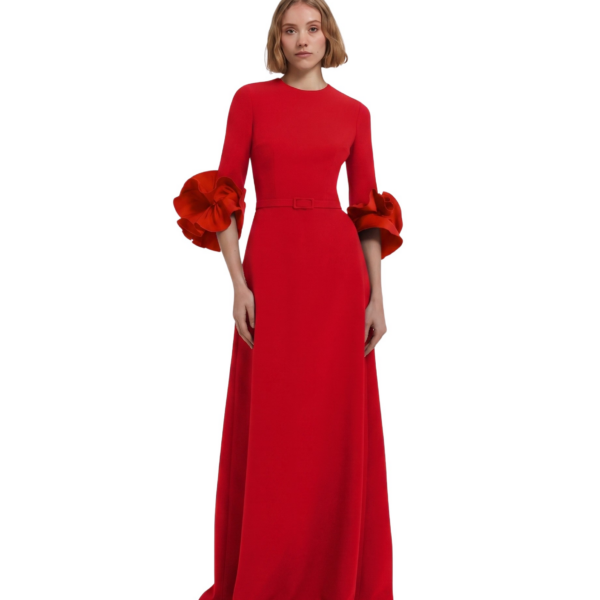 Safiyaa Belen Long Dress in Cherry Red - Dresses - Demi-Couture Evening Wear at Coveti