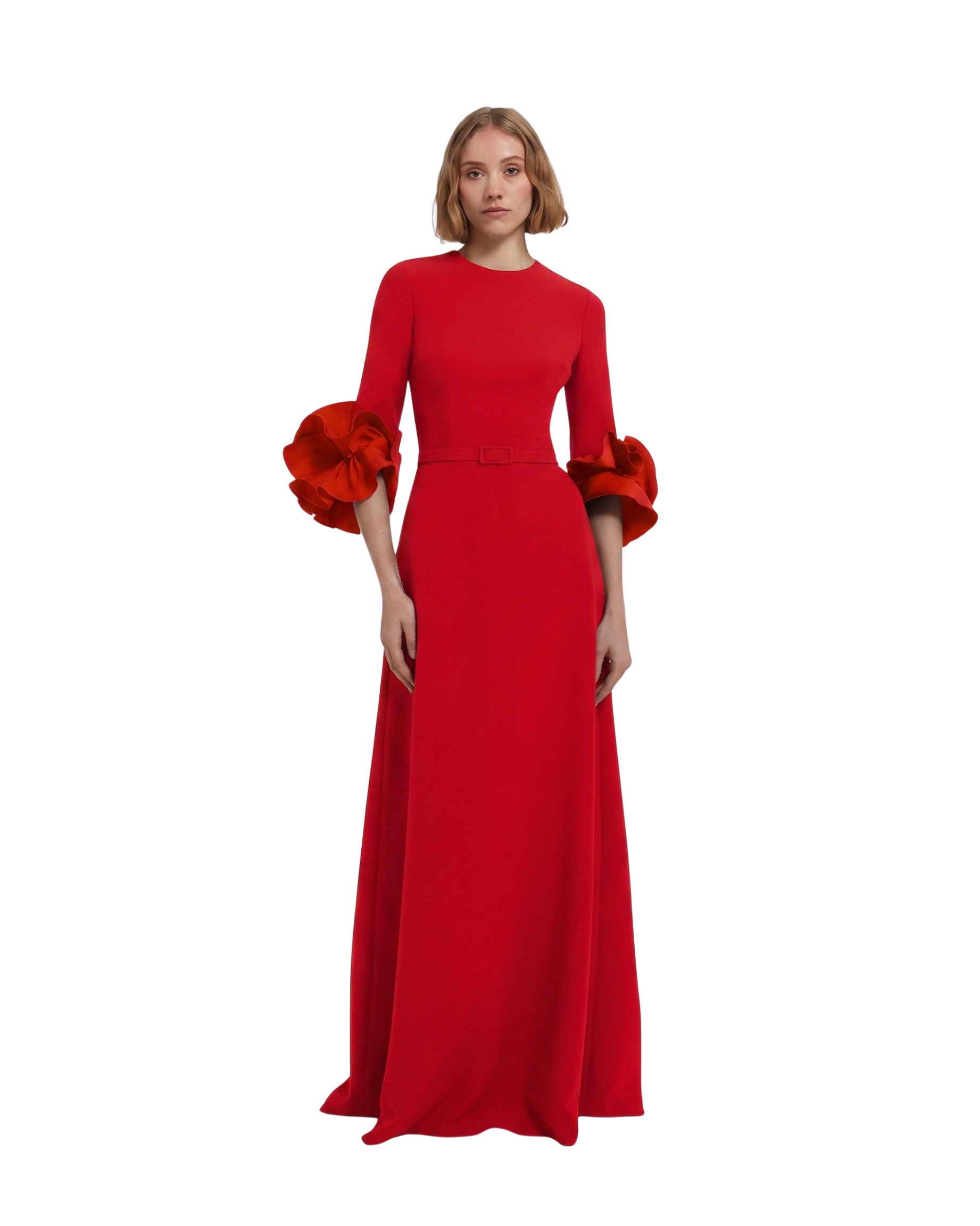 Safiyaa Belen Long Dress in Cherry Red - Dresses - Demi-Couture Evening Wear at Coveti