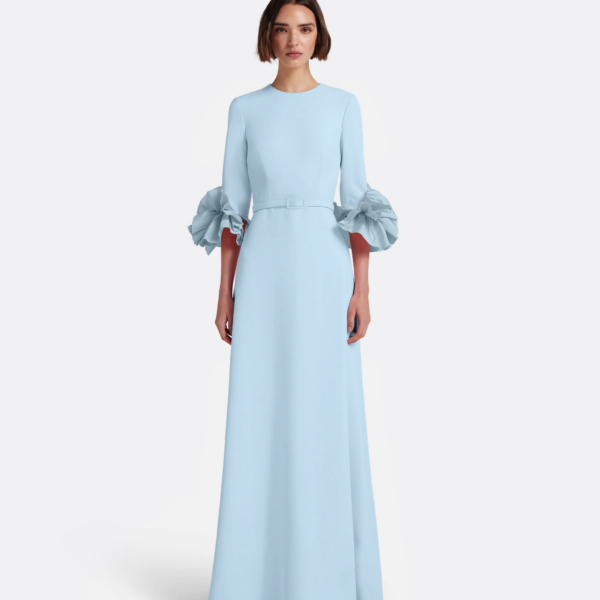 Safiyaa Belen Long Dress in Pale Blue - Dresses - Demi-Couture Evening Wear at Coveti