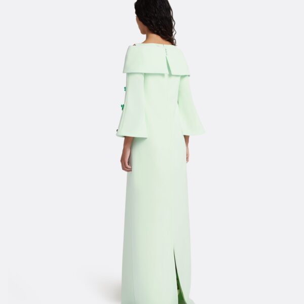 Safiyaa Cielle Long Dress with Pheobe Harness in Sea Glass - Dresses - Demi-Couture Evening Wear at Coveti