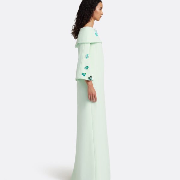 Safiyaa Cielle Long Dress with Pheobe Harness in Sea Glass - Dresses - Demi-Couture Evening Wear at Coveti