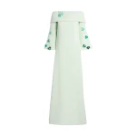 Safiyaa Cielle Long Dress with Pheobe Harness in Sea Glass - Dresses - Demi-Couture Evening Wear at Coveti