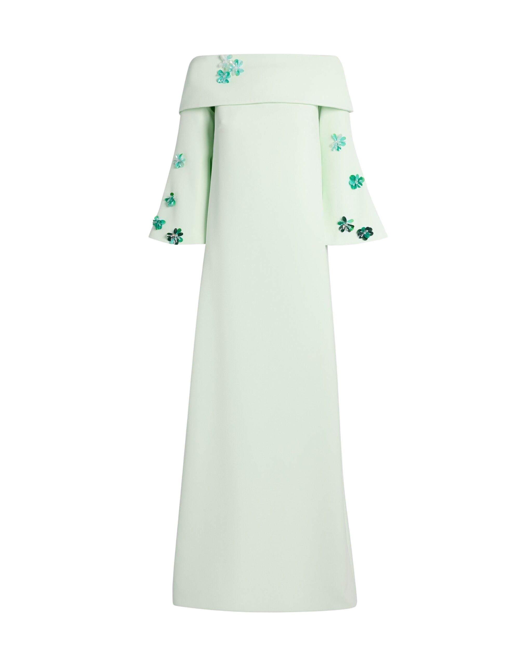 Safiyaa Cielle Long Dress with Pheobe Harness in Sea Glass - Dresses - Demi-Couture Evening Wear at Coveti