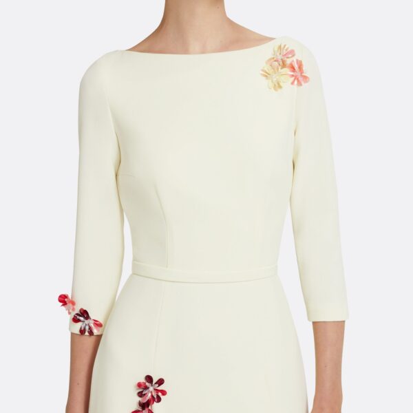 Safiyaa Emilia Long Dress in Sorbet with Pink Embroidery - Dresses - Demi-Couture Evening Wear at Coveti
