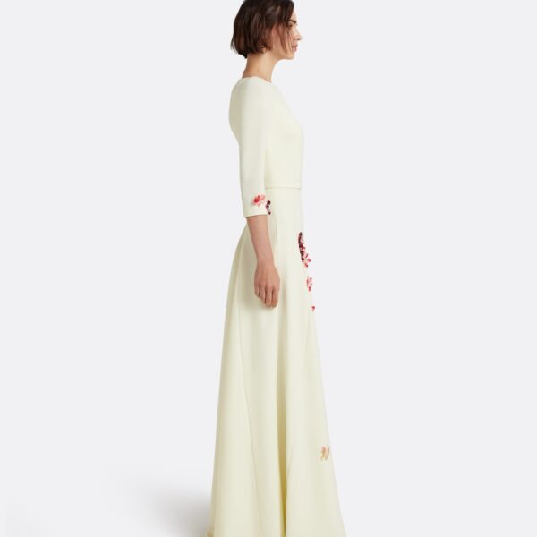 Safiyaa Emilia Long Dress in Sorbet with Pink Embroidery - Dresses - Demi-Couture Evening Wear at Coveti
