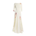 Safiyaa Emilia Long Dress in Sorbet with Pink Embroidery - Dresses - Demi-Couture Evening Wear at Coveti