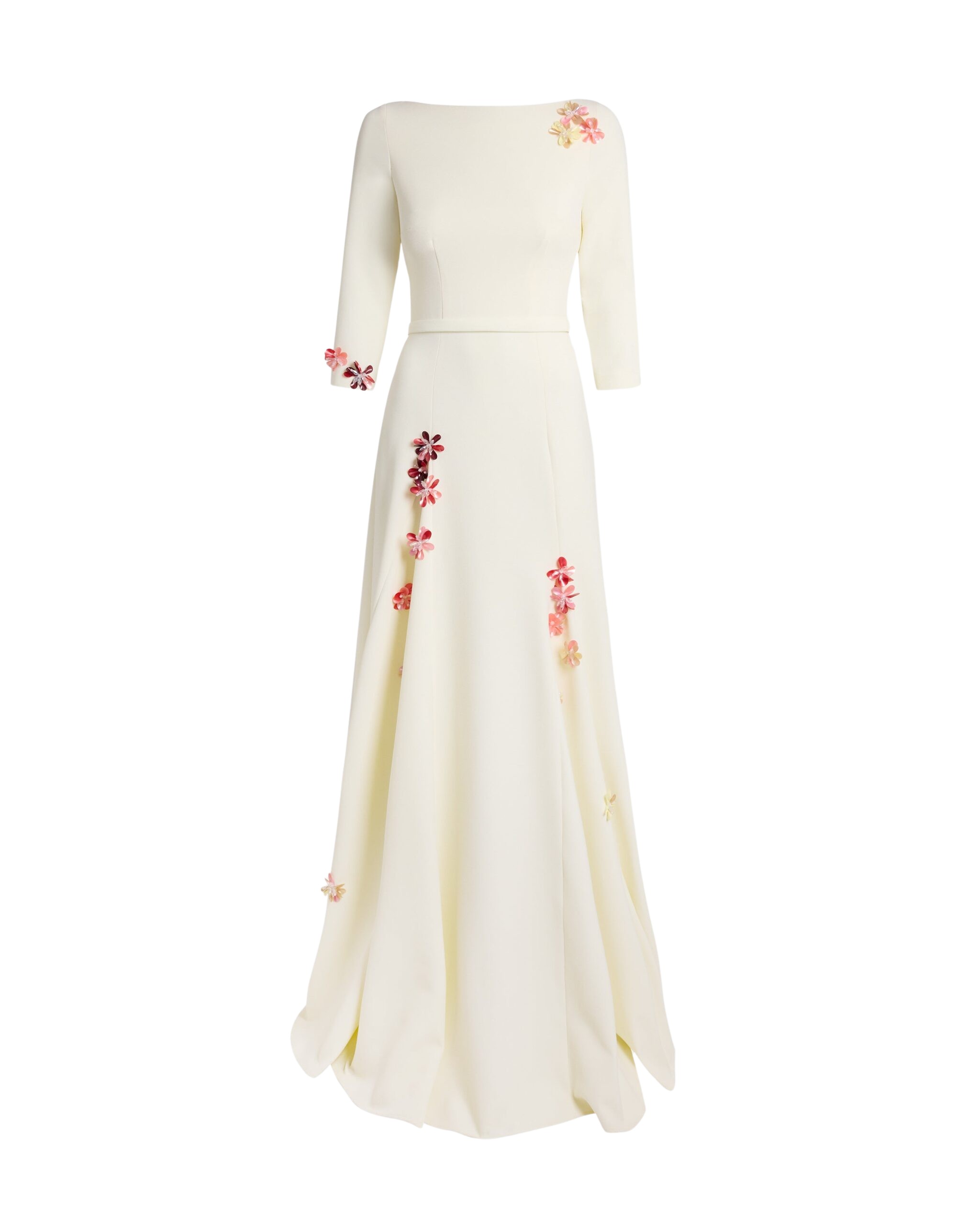 Safiyaa Emilia Long Dress in Sorbet with Pink Embroidery - Dresses - Demi-Couture Evening Wear at Coveti