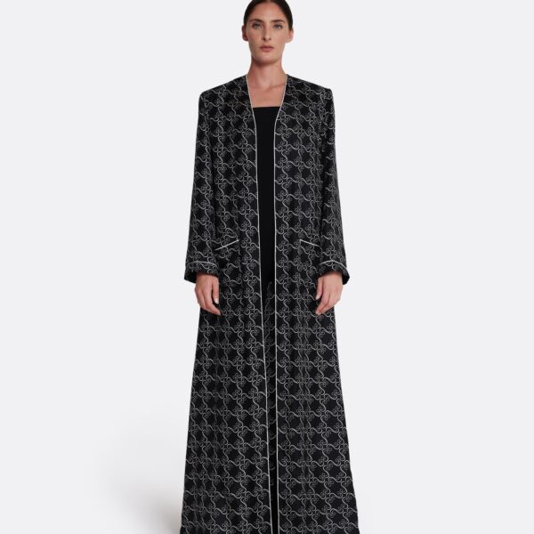 Safiyaa Fiorella Jacket in Ecru on Black - Jackets - Demi-Couture Evening Wear at Coveti