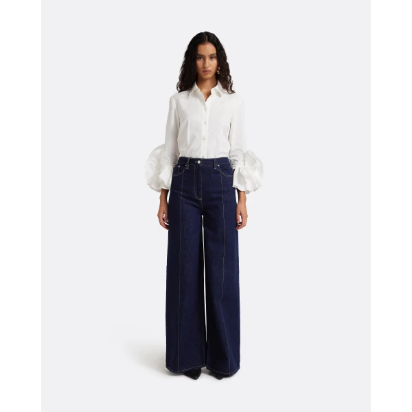 Safiyaa Fulvia Denim Trouser in Dark Wash, view 2