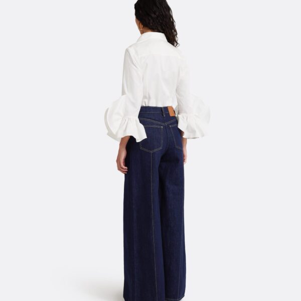 Safiyaa Fulvia Denim Trouser in Dark Wash - Pants - Demi-Couture Evening Wear at Coveti