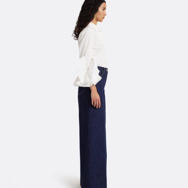 Safiyaa Fulvia Denim Trouser in Dark Wash - Pants - Demi-Couture Evening Wear at Coveti