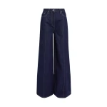 Safiyaa Fulvia Denim Trouser in Dark Wash - Pants - Demi-Couture Evening Wear at Coveti