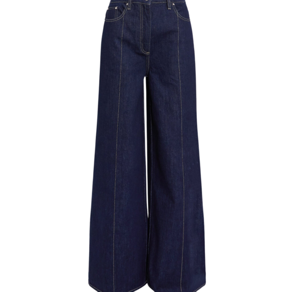Safiyaa Fulvia Denim Trouser in Dark Wash - Pants - Demi-Couture Evening Wear at Coveti