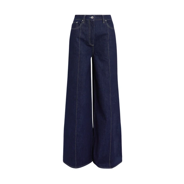 Safiyaa Fulvia Denim Trouser in Dark Wash - Pants - Demi-Couture Evening Wear at Coveti