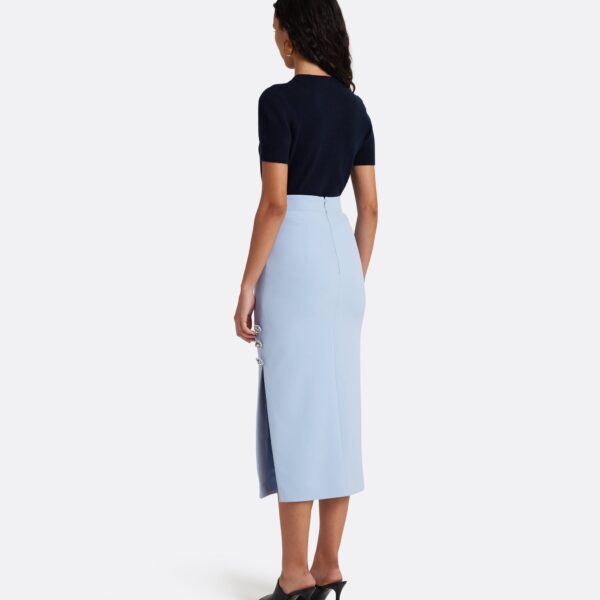 Safiyaa Georgie Skirt in Soft Sky with Crystal Buttons - Skirts - Demi-Couture Evening Wear at Coveti